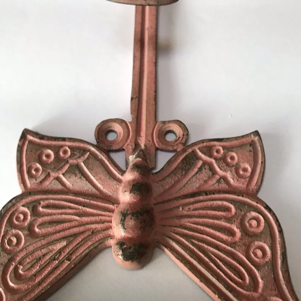 Vintage Cast Iron Wall Hook Decoration Butterfly Decor Victorian Fairy Rustic
